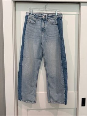 NWOT Good American Two-Tone Wide Leg Jeans - Light & Medium Blue
